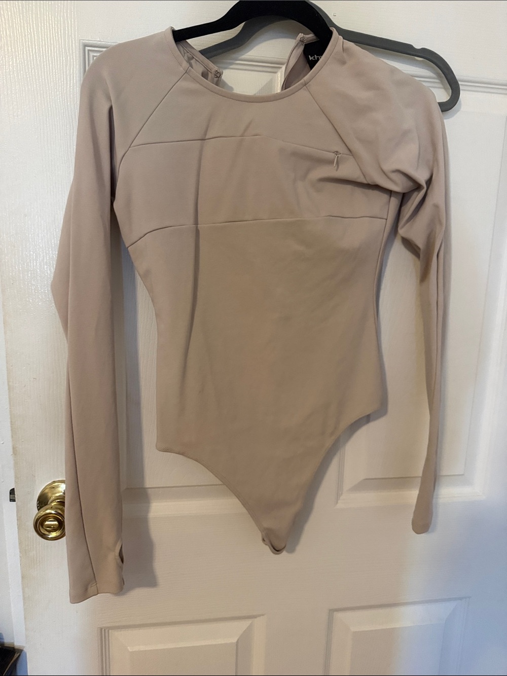 Khy Taupe Long Sleeve Seam-Detailed Bodysuit